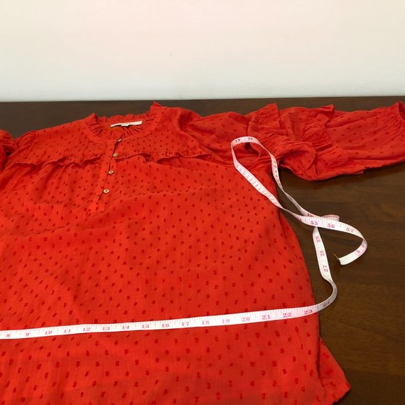 Loft Dot Textured Ruffled Long Sleeve Top Size L NWT. - Picture 12 of 16